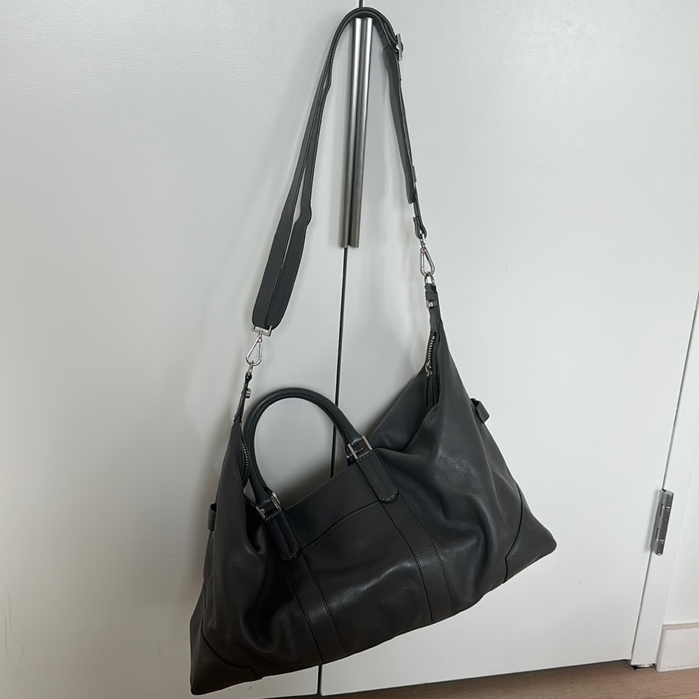 Uri Minkoff gray duffel bag - large and sturdy - great for travel - chic